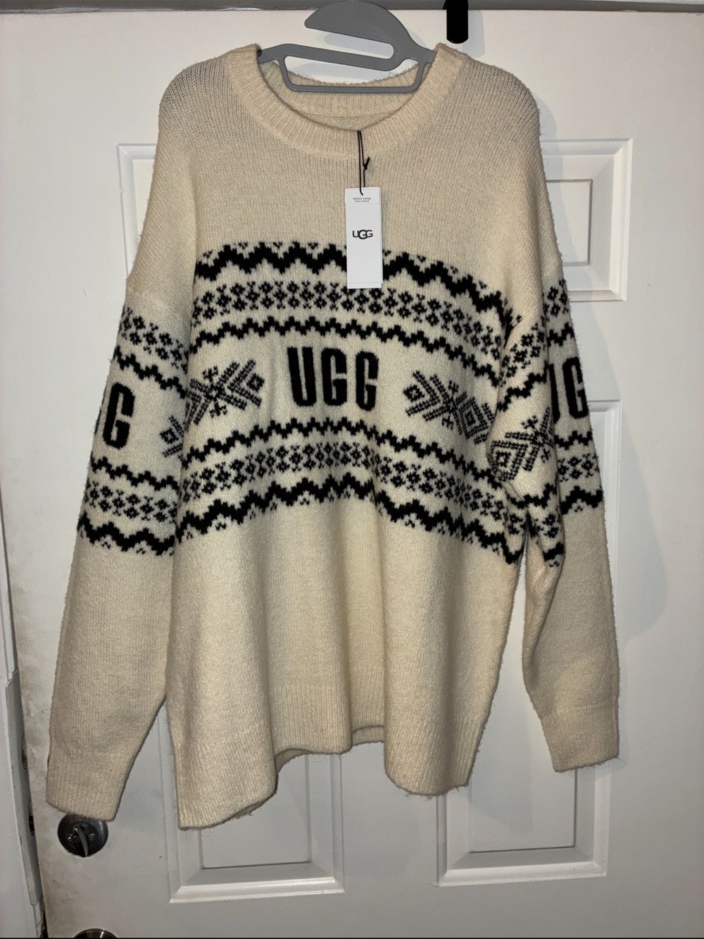 UGG Cream and Black Fair Isle Crewneck Sweater